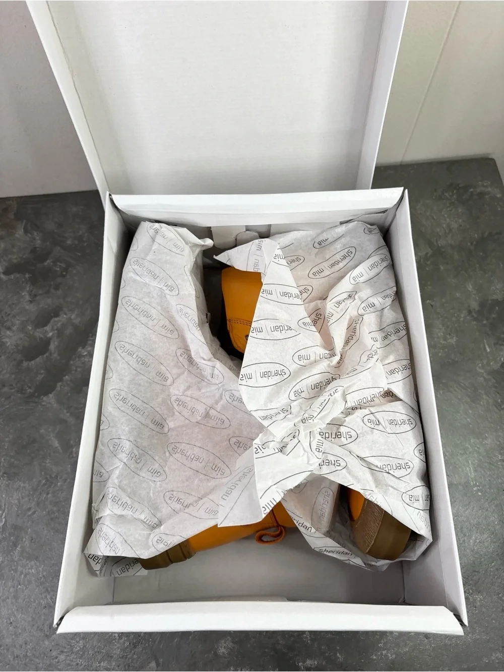 Sheridan Mia Alba leather side-zip ankle boot orange tan size 7.5 new